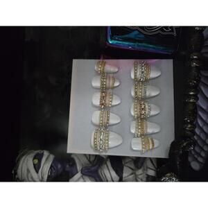 White stacked bangle nails custom made